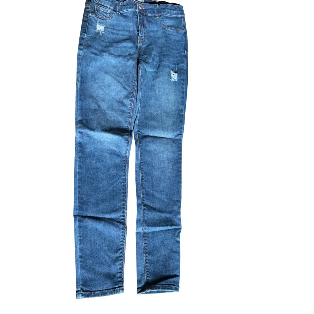 Jordache Girls Super Skinny Distressed Blue Denim Jeans Size 16‎ Medium Wash